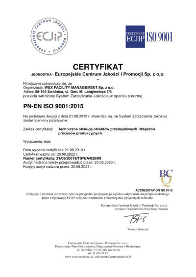 ISO 9001:2015 WEX